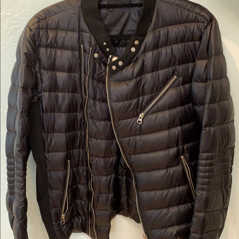 The Kooples puffy moto jacket for men.